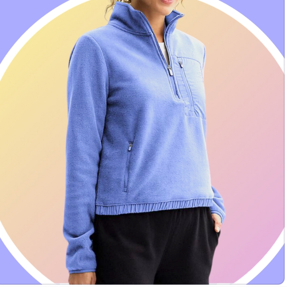 NWT XXL ¼ Zip Super Soft Mixed Media Micro Fleece V Neck to Mock Pullover